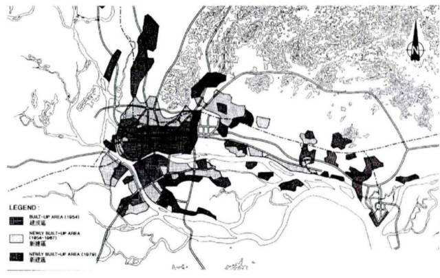 解放后至改革开放前广州建成区拓展。